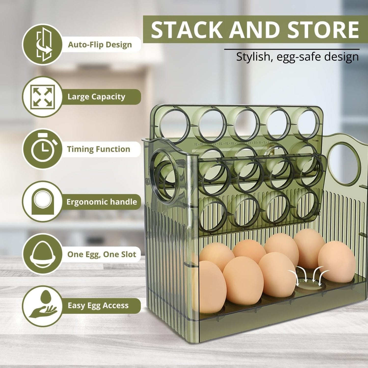 Flippable Egg Rack | Smart, Space-Saving Storage