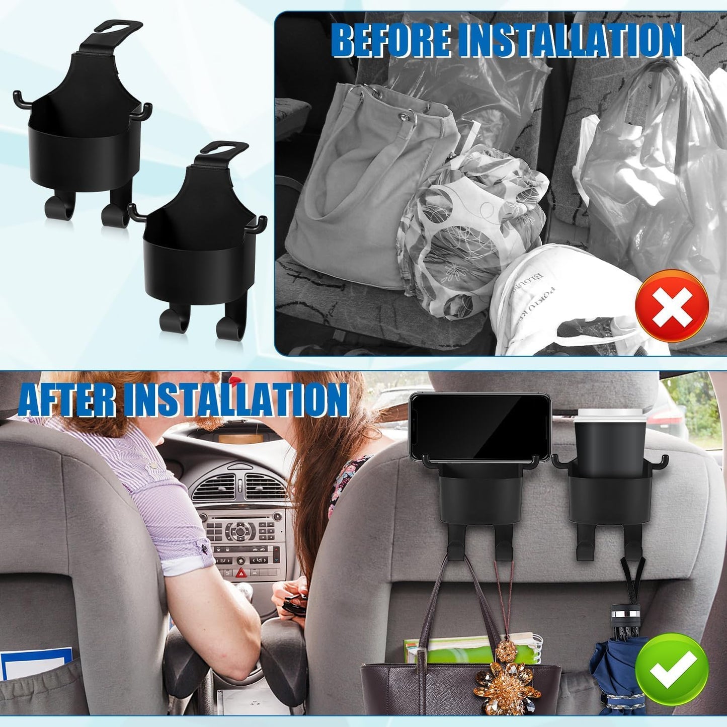 Car Seat Storage Cup & Mobile Holder (Set of 2)