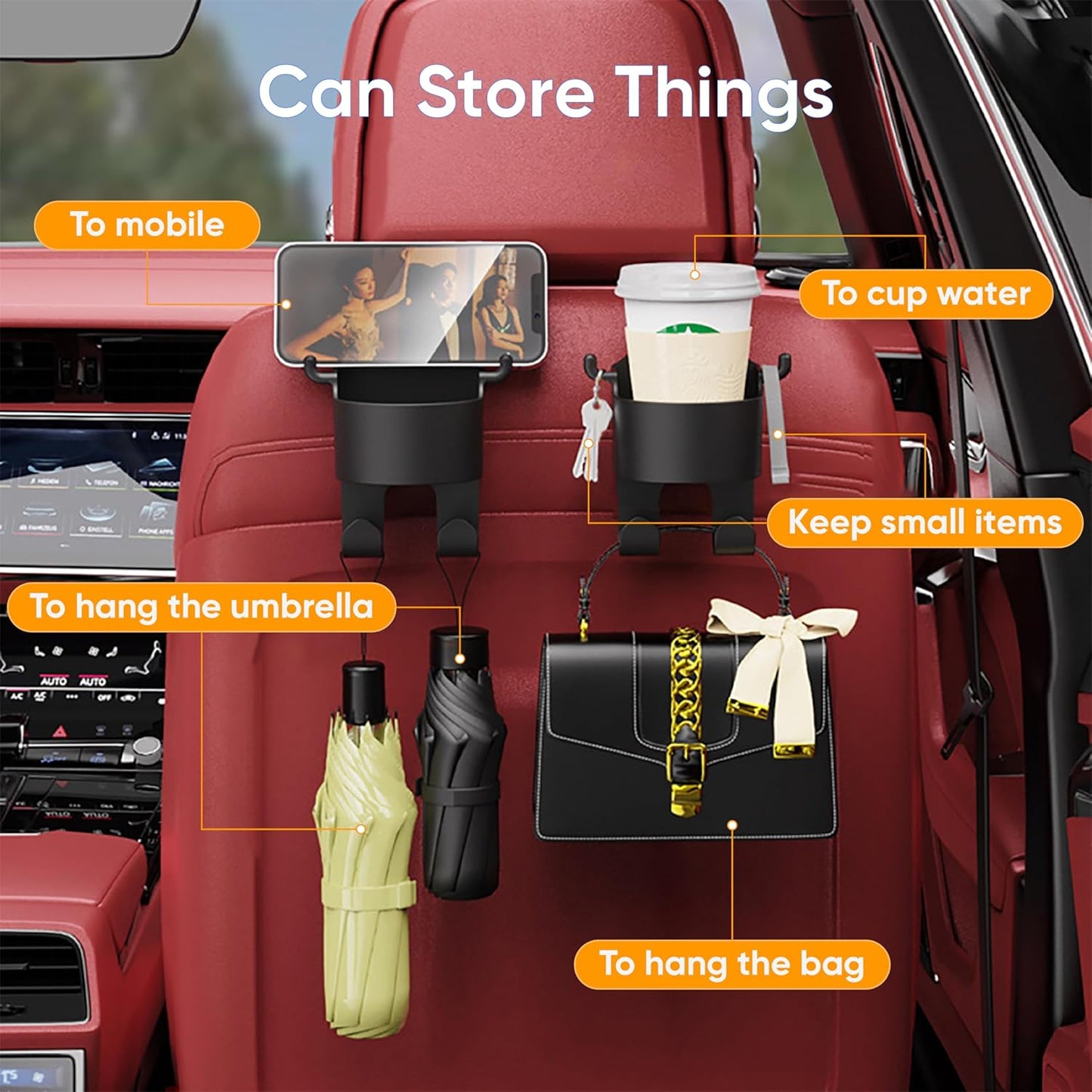 Car Seat Storage Cup & Mobile Holder (Set of 2)